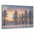 Snowy Forest Sunrise - Tree Wall Art & Winter Wonderland Canvas Prints
