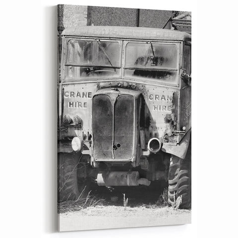 Dereliction Wall Art - Vintage Abandoned Crane Hire Truck Urban Decay Canvas