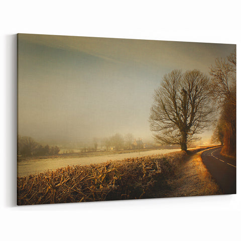 Countryside Wall Art - Serene Country Road Landscape Canvas