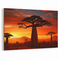 Baobab Sunset - African Tree Wall Art & Fiery Landscape Canvas Prints