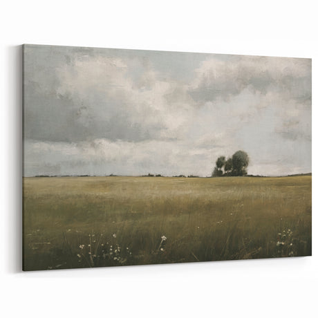 Pastoral Wall Art - Minimalist Countryside Canvas for Rustic Decor