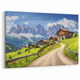 Countryside Wall Art - Scenic Mountain Village Canvas for Rustic Decor