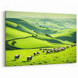 Pastoral Wall Art - Countryside Canvas of Rolling Hills and Sheep