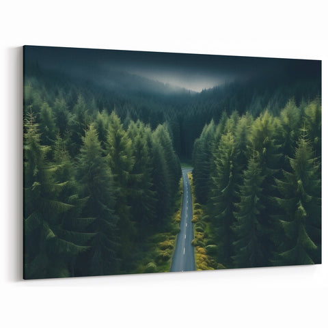 Serene Forest Road Tree Wall Art - Landscape Art Prints for Tranquil Decor