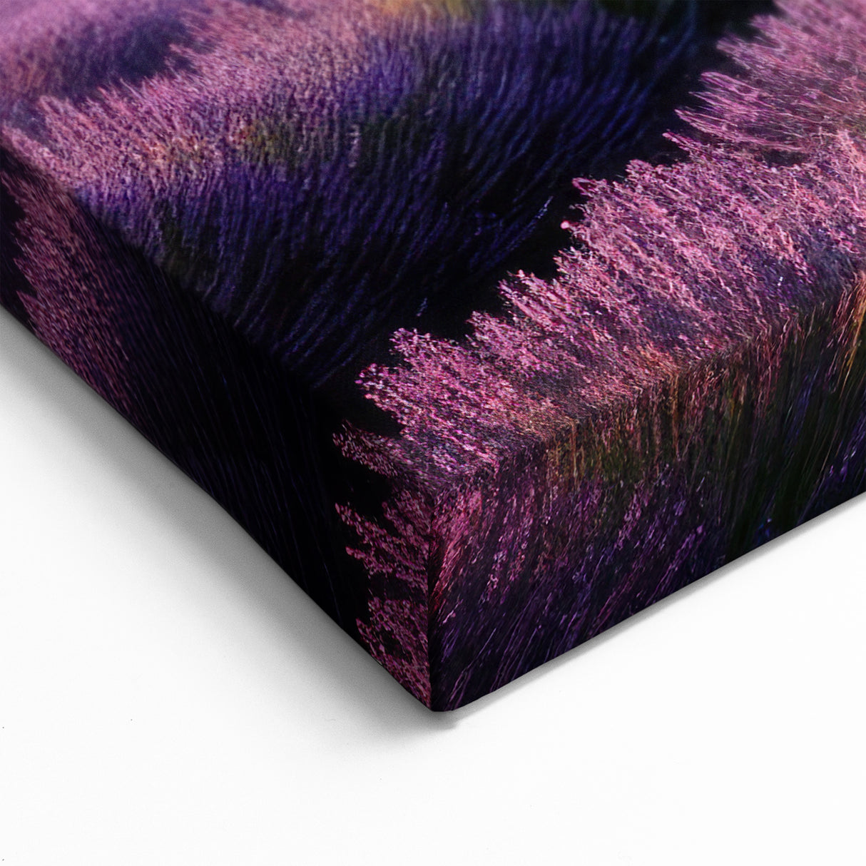Rustic Lavender Field Art - Countryside Wall Art with Sunset Glow