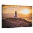 Golden Hour Lighthouse Art - Serene Sunset Coastal Canvas Print Decor