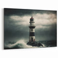 Stormy Seas Lighthouse Art - Dramatic Coastal Canvas Print Decor