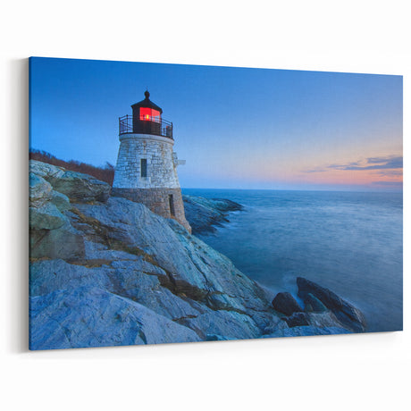 Twilight Coastal Lighthouse Art - Tranquil Evening Canvas Print