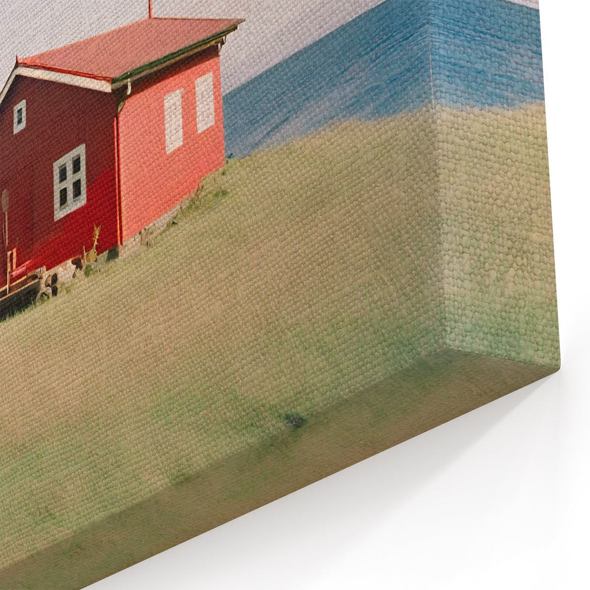 Red Coastal House Wall Art - Serene Seaside Canvas Print