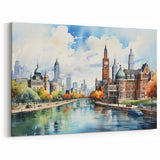 Elegant Cityscape Wall Art - Urban River View Canvas Print