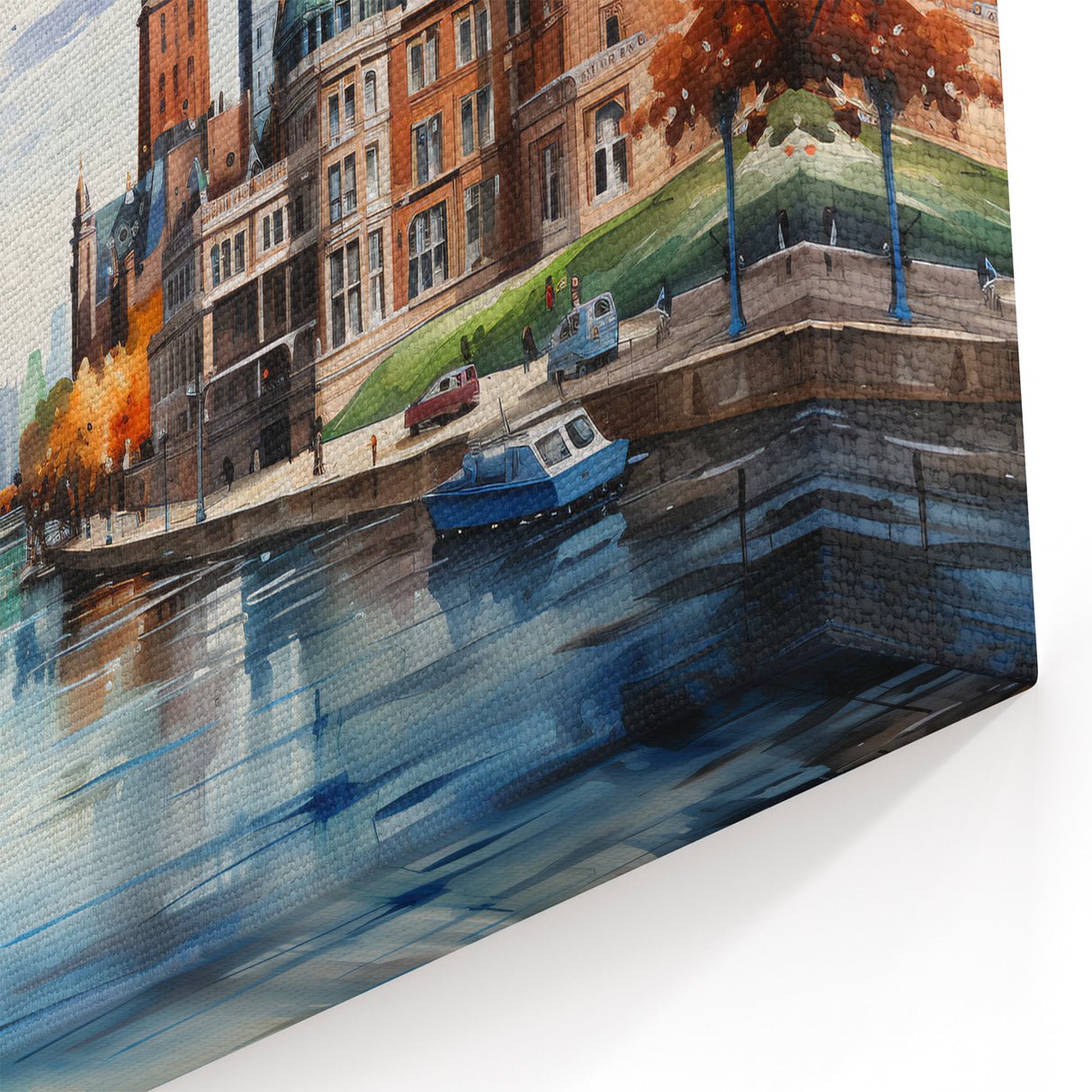 Elegant Cityscape Wall Art - Urban River View Canvas Print