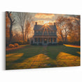 Sunlit House Wall Art - Classic Architecture Canvas Print for Home Decor