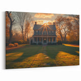 Sunlit House Wall Art - Classic Architecture Canvas Print for Home Decor