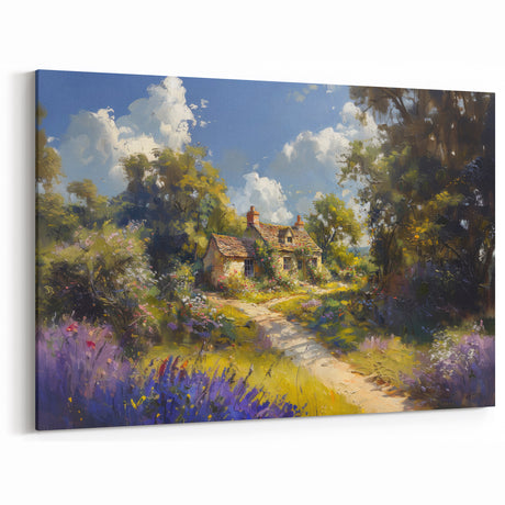 Pastoral Wall Art - Quaint Cottage in Vibrant Garden Canvas