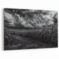 Dramatic Countryside Art - Stormy Sky Over Cornfield Canvas