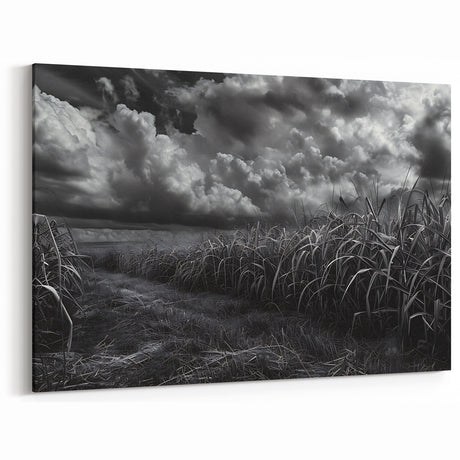 Dramatic Countryside Art - Stormy Sky Over Cornfield Canvas