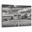 Majestic Manor House Art - Black and White Rolling Fields Canvas