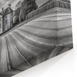 Majestic Manor House Art - Black and White Rolling Fields Canvas