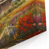 Rustic Cottage Wall Art - Vibrant Flower Garden in Countryside Canvas