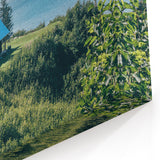 Scenic Lakeside Cabin Art - Rustic Countryside with Ocean View Canvas