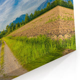 Mountain Pathway Wall Art - Scenic Countryside Road to Mountains Canvas