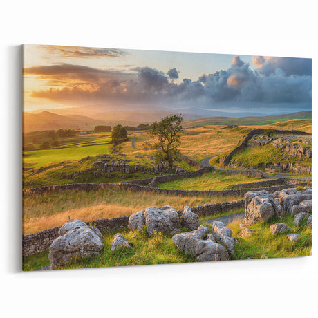 Serene Countryside Wall Art - Scenic Rural Landscape Canvas Print