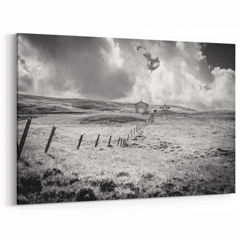 Dramatic Black & White Countryside Wall Art - Rustic Landscape Print