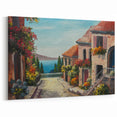 Mediterranean Village Wall Art - Coastal Canvas Print for Home Decor