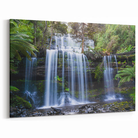 Lush Rainforest Waterfall Art - Tropical Jungle Canvas Print - Nature Decor