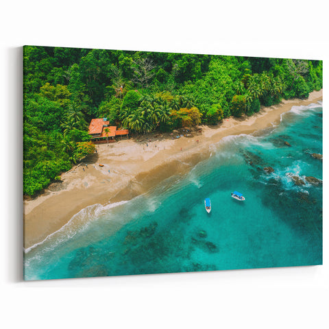 Tropical Rainforest Beach Art - Coastal Jungle Canvas Print - Ocean Decor