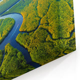 Aerial Rainforest River Art - Serene Jungle Landscape Print - Nature Decor