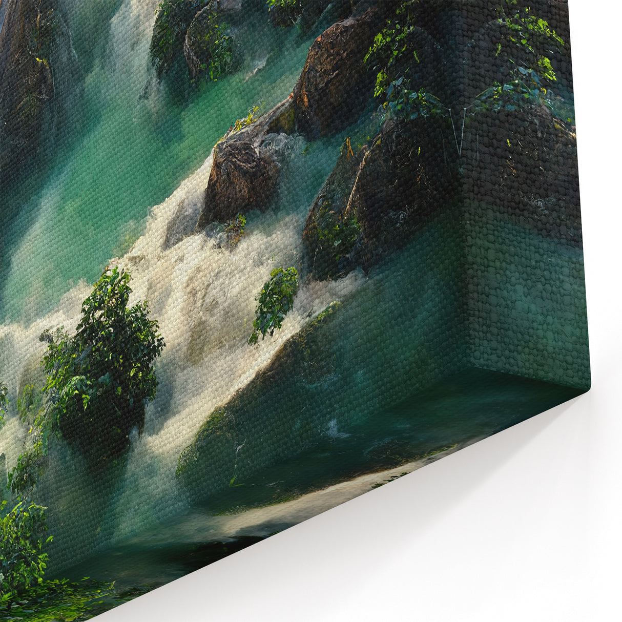 Tropical Rainforest Waterfall Art - Dramatic Jungle Landscape Print