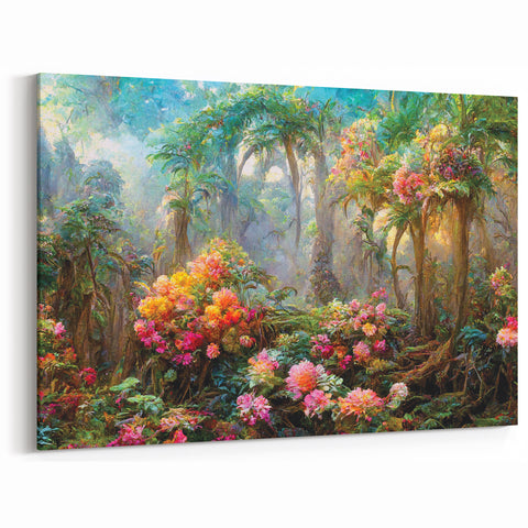 Lush Rainforest Blossom Art - Vibrant Jungle Floral Print - Nature Decor