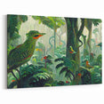 Tropical Rainforest Bird Art - Lush Jungle Canvas Print - Nature Decor