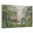Serene Rainforest Illustration Art - Tranquil Jungle Canvas Print - Nature Decor