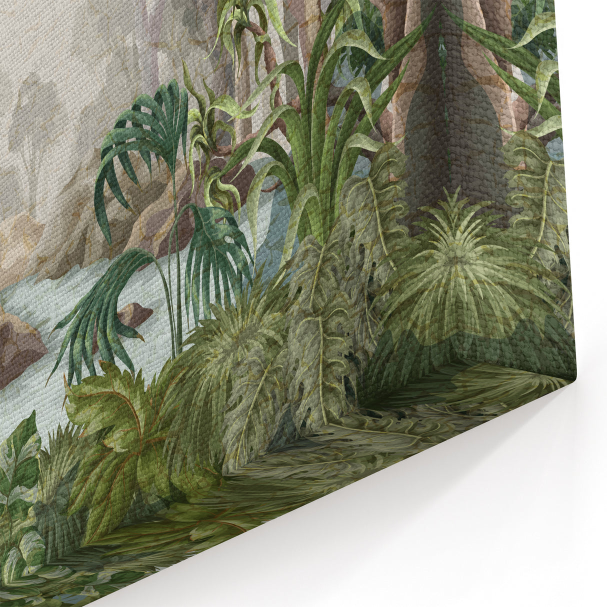 Serene Rainforest Illustration Art - Tranquil Jungle Canvas Print - Nature Decor