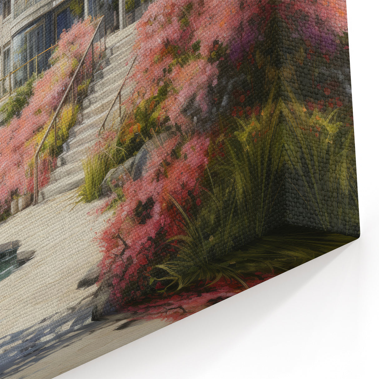 Charming Seaside Cottage Wall Art - Rustic Framed Canvas Print