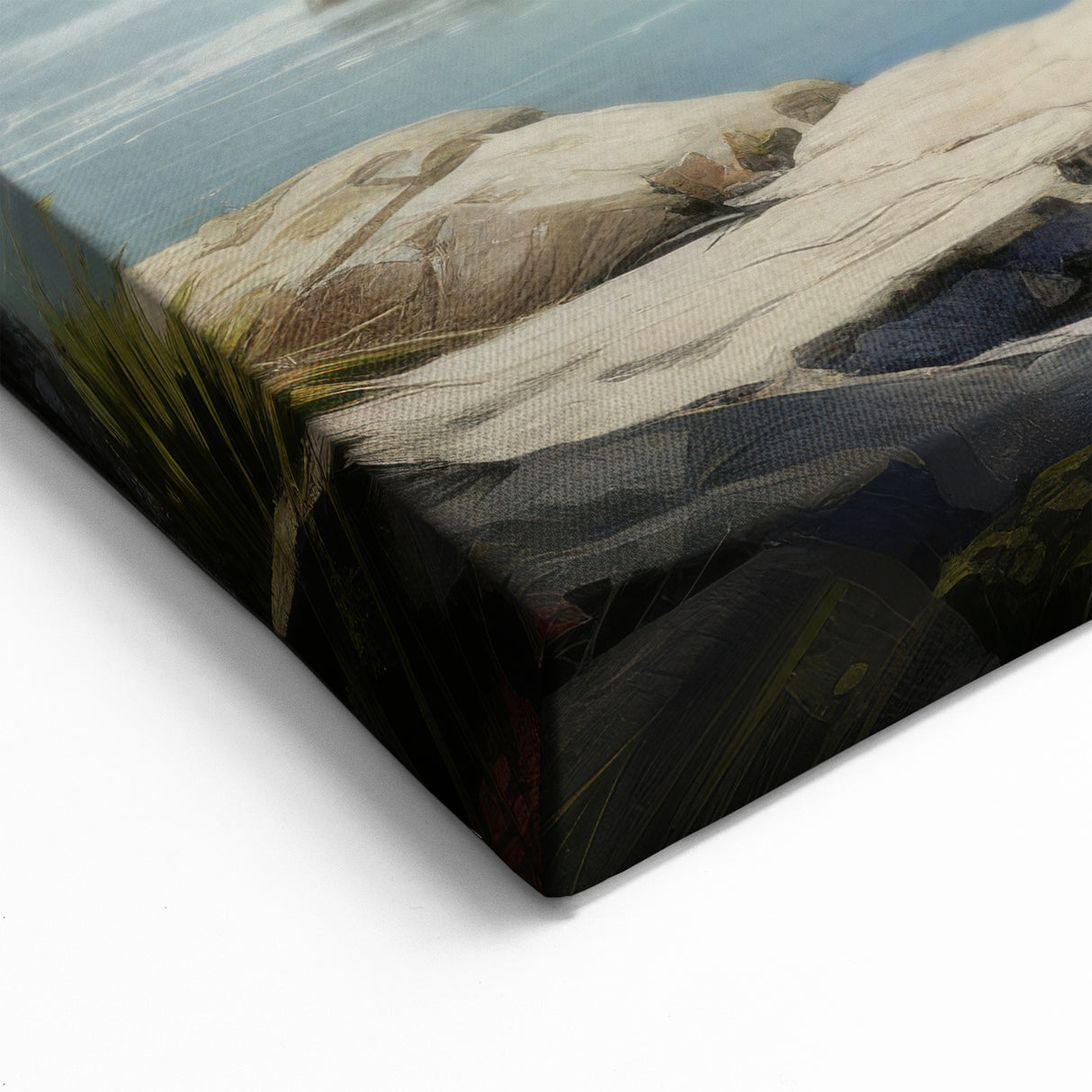 Charming Seaside Cottage Wall Art - Rustic Framed Canvas Print