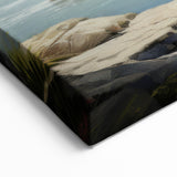 Charming Seaside Cottage Wall Art - Rustic Framed Canvas Print