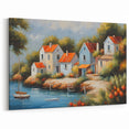 Charming House Wall Art - Cozy Cottage Canvas Print with Red Roofs