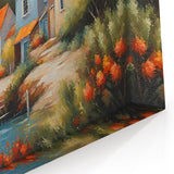 Charming House Wall Art - Cozy Cottage Canvas Print with Red Roofs