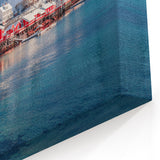 Serene Arctic Seascape Wall Art - Coastal Red Cottages Ocean View Print