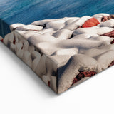 Serene Arctic Seascape Wall Art - Coastal Red Cottages Ocean View Print