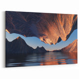 Surreal Mountain Seascape Wall Art - Unique Coastal Sunset Canvas