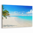 Tropical Beach Palm Tree Wall Art - Coastal Paradise Ocean Canvas