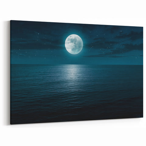 Enchanting Moonlit Ocean Wall Art - Serene Night Seascape Canvas