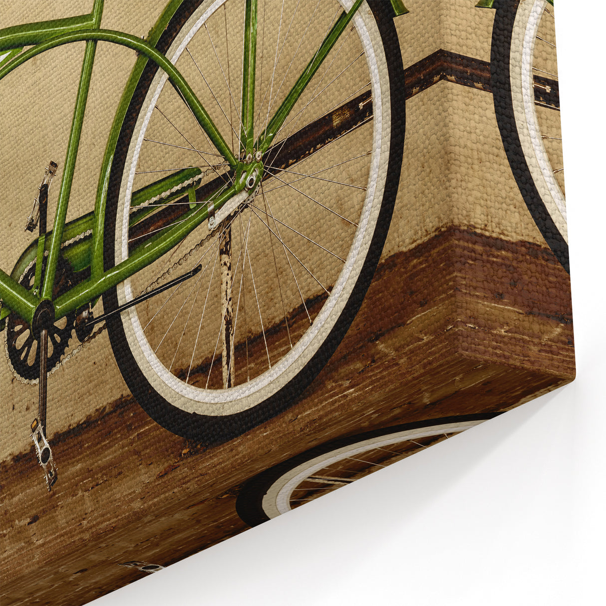 Green Bicycle Canvas Art - Vibrant Cycling-Themed Wall Decor