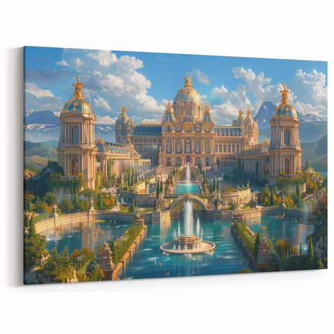 Grand Palace Garden Art Print - Majestic Architectural Wall Decor