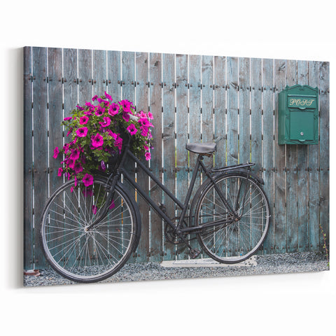 Floral Bicycle Art Print - Charming Cycling-Themed Wall Decor