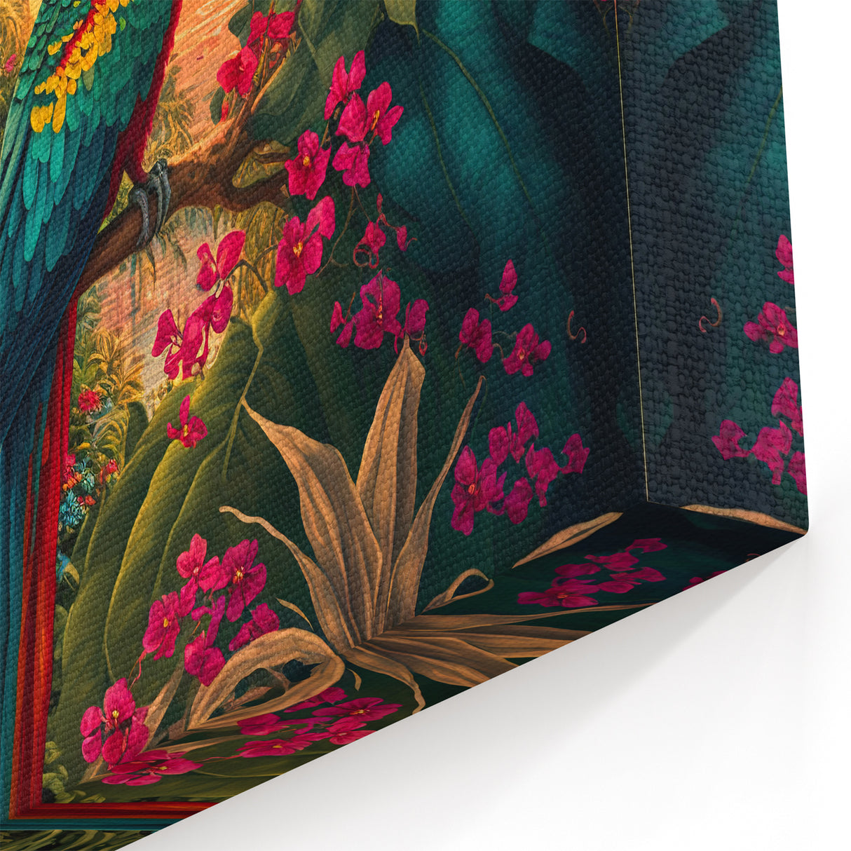 Tropical Parrot Art - Vibrant Rainforest Canvas Print - Nature Decor